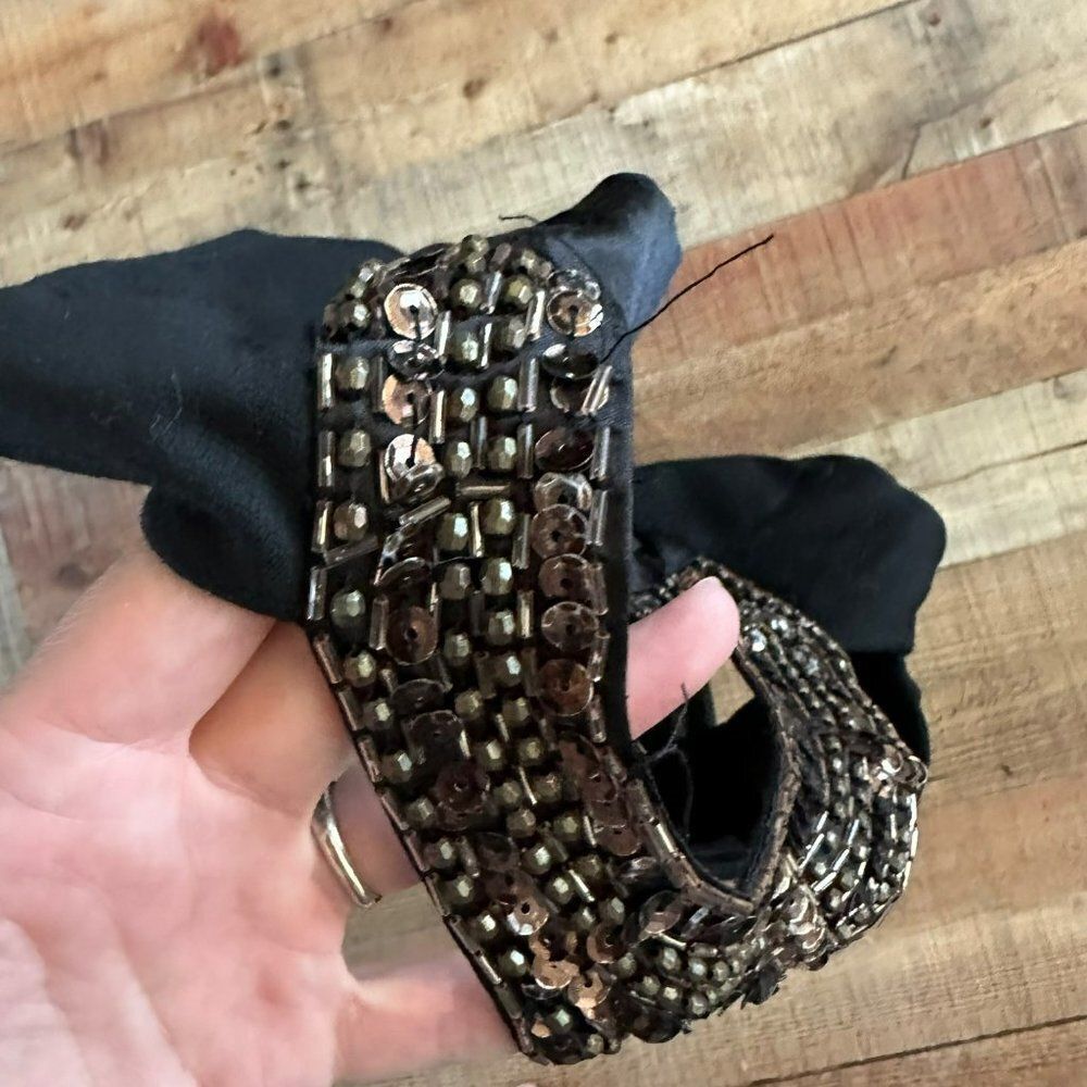 Little Mistress London Black racer back with brown bead embellishment women's 6 - Picture 4 of 11
